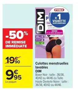 Carrefour DIM Culottes menstruelles lavables offre