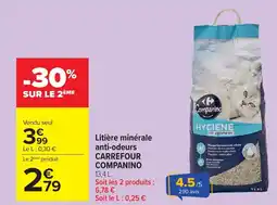 Carrefour CARREFOUR COMPANINO Litière minérale anti-odeurs offre