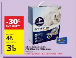 Carrefour CARREFOUR COMPANINO Litière agglomérante offre