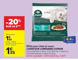Carrefour CARREFOUR COMPANINO SUPREM Éffilés pour chats en sauce offre