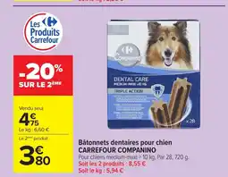 Carrefour CARREFOUR COMPANINO Bâtonnets dentaires pour chien offre