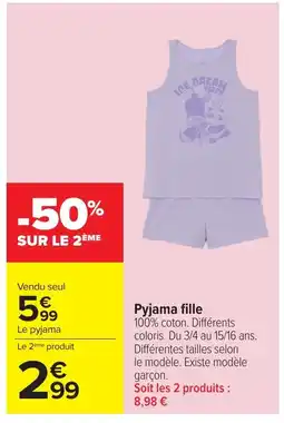 Carrefour Pyjama fille offre
