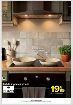 Carrefour HOME Lot de 2 poêles striées offre