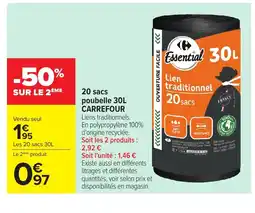 Carrefour CARREFOUR 20 sacs poubelle 30L CARREFOUR offre
