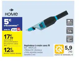Carrefour HOME Aspirateur à main sans fil offre