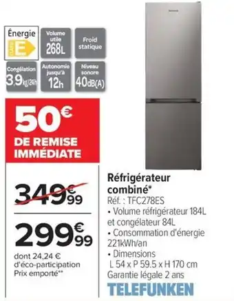 TELEFUNKEN Réfrigérateur combine