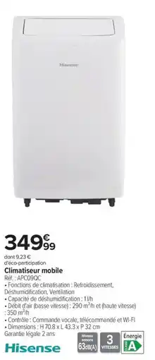 Carrefour HISENSE Climatiseur mobile offre