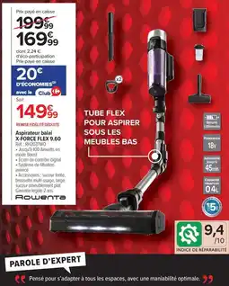Carrefour ROWENTA Aspirateur balai X-FORCE FLEX offre