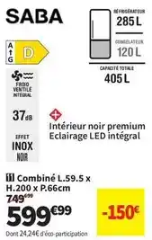 Conforama Saba - combiné l.59.5 x h.200 x p.66 cm offre