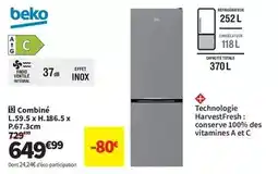 Conforama Beko - combiné l.59. 5 h.i86.5 x p.67. 3cm offre