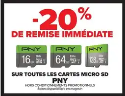 Carrefour PNY Sur toutes les cartes micro sd offre