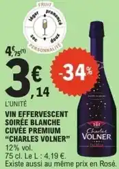 E.Leclerc Charles volner - vin effervescent soirée blanche cuvée premium offre