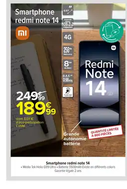 Carrefour Smartphone redmi note 14 offre