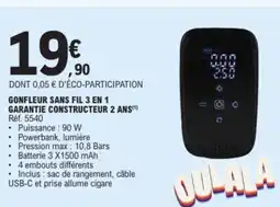 E.Leclerc Gonfleur sans fil 3 en 1 offre
