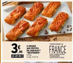 E.Leclerc 6 suisses aux pépites de chocolat délifrance offre