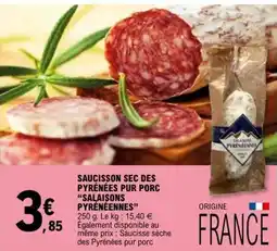 E.Leclerc SALAISONS PYRÉNÉENNES Saucisson sec des pyrénées pur porc offre