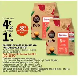 E.Leclerc NESCAFÉ DOLCE GUSTO Dosettes de café ou sachet neo offre