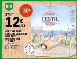 E.Leclerc L'ESTIL Aop vin rosé sable de camargue gris bio grain de gris offre