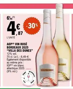 E.Leclerc VILLA DES DUNES Aop vin rosé bordeaux 2025 offre