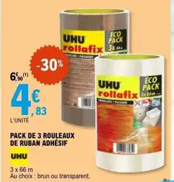 E.Leclerc UHU Pack de 3 rouleaux de ruban adhésif offre