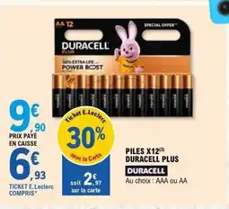 E.Leclerc DURACELL Piles x12 offre