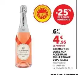 Hyper U Cremant de loire aop ackerman bulle royale depuis 1811 offre