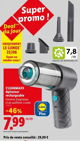 Lidl Cleanmaxx aspirateur rechargeable offre