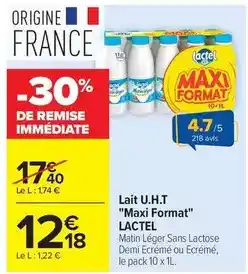 Carrefour Market Lactel - lait u.h.t maxi format offre