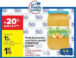 Carrefour Market Carrefour - purée de pommes sans sucres ajoutés offre