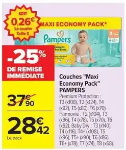 Carrefour Market Pampers - couches maxi economy pack offre