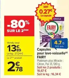 Carrefour Market Fairy - capsules pour lave-vaisselle offre