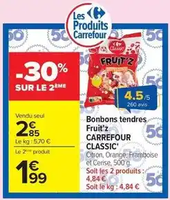 Carrefour Market Carrefour - bonbons tendres fruit'z classic' offre