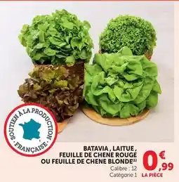 U Express Chêne - batavia, laitue, feuille de chene rouge ou feuille de chene blonde offre