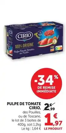 U Express Cirio - pulpe de tomate offre