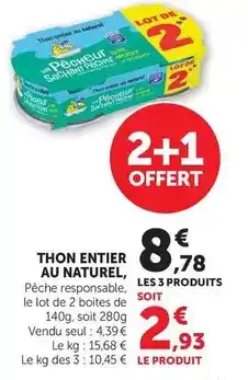 U Express Thon entier au naturel offre