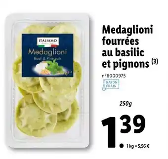 Medaglioni fourrées au basilic et pignons