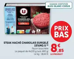 U Express U - steak haché charolais surgelé 15%mg offre