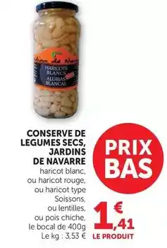U Express Conserve de legumes secs, jardins de navarre offre