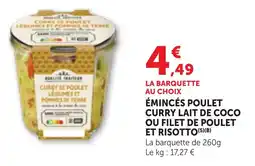 Maximarché Émincés poulet curry lait de coco ou filet de poulet et risotto offre