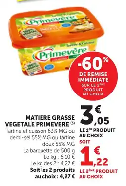 Maximarché Matiere grasse vegetale primevere offre