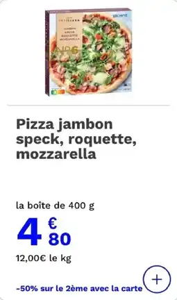 Picard Pizza jambon speck roquette mozzarella offre