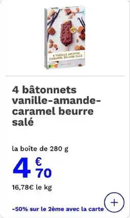 Picard 4 bâtonnets vanille-amande- caramel beurre salé offre