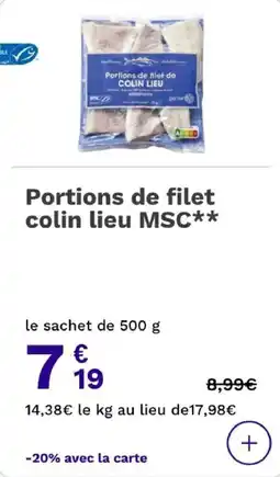 Picard Portions de filet colin lieu msc offre