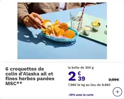 Picard 6 croquettes de colin d'alaska ail et fines herbes panées msc offre