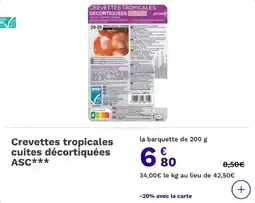 Picard Crevettes tropicales cuites décortiquées asc offre