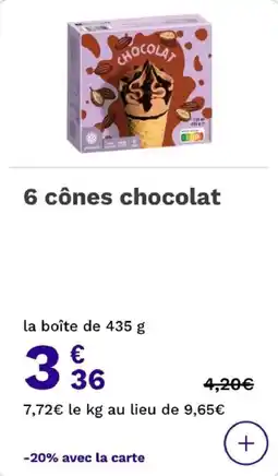 Picard 6 cônes chocolat offre