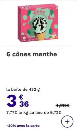 Picard 6 cônes menthe offre