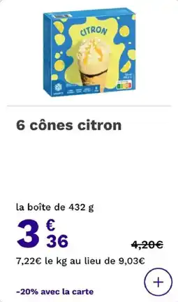 Picard 6 cônes citron offre
