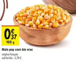 Les Comptoirs de la Bio Maïs pop corn bio vrac offre