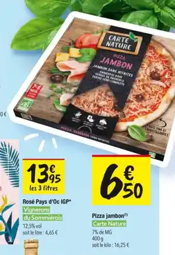 Les Comptoirs de la Bio Pizza jambon carte nature offre